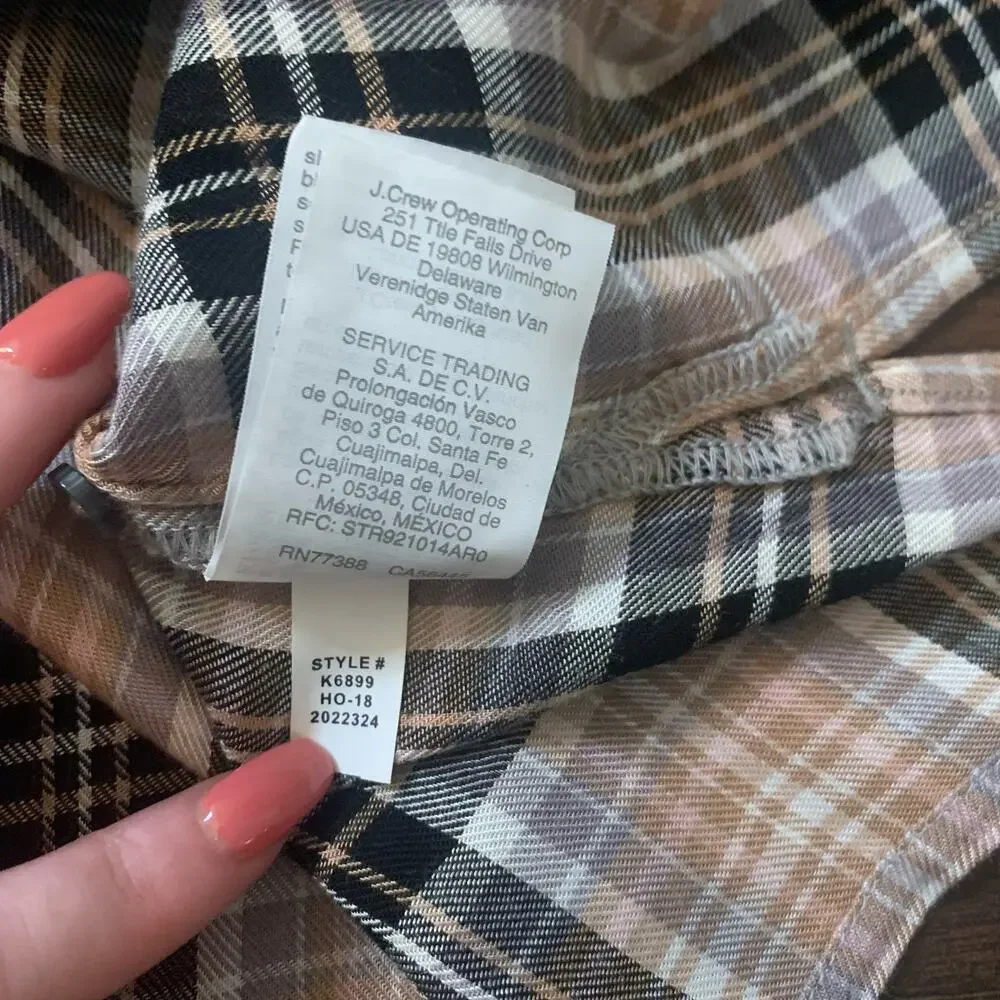 Point Sur J. Crew plaid long sleeve button down flannel shirt size S